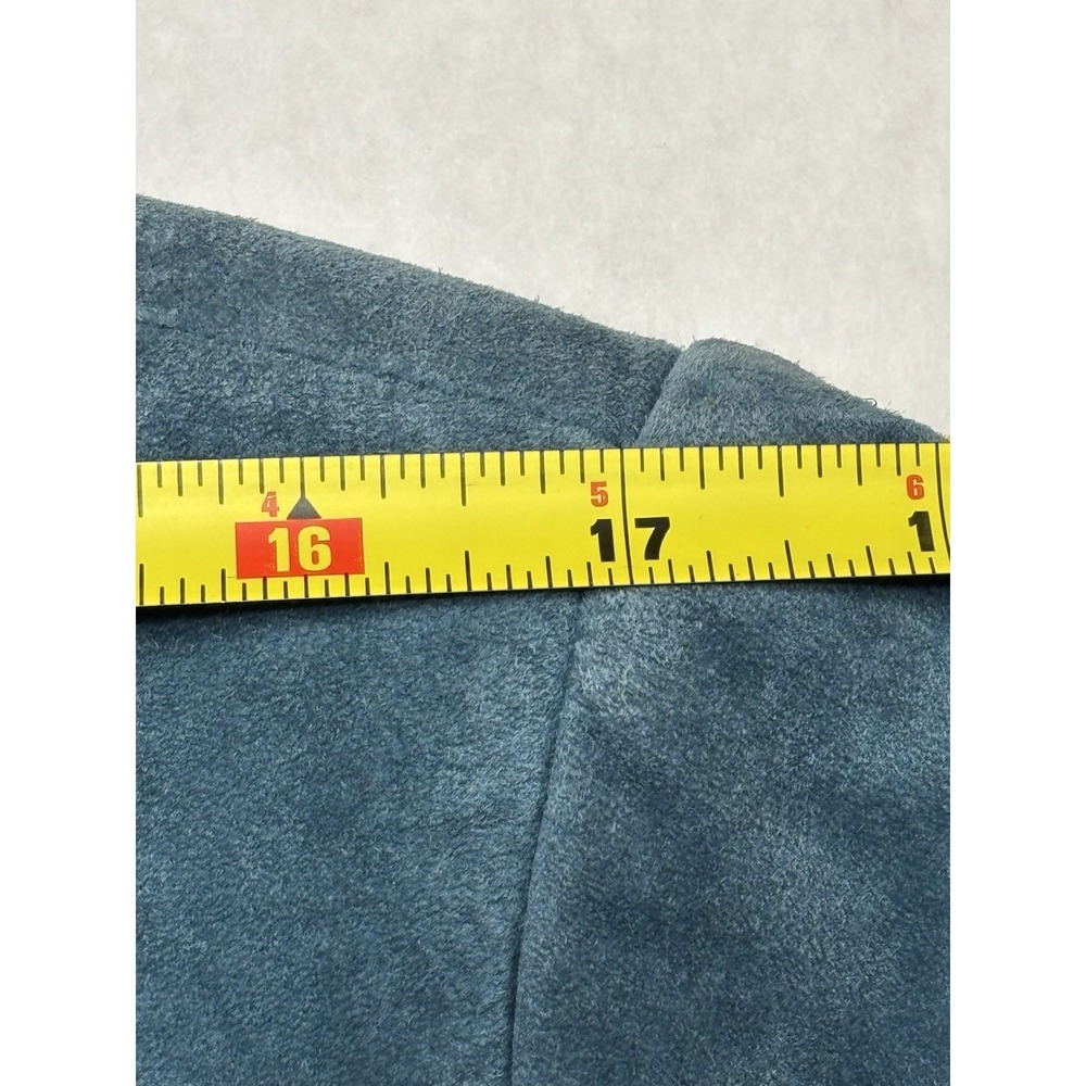 Vintage St Johns Bay Suede Jacket Womens L Blue Teal Blazer Button Front Coat - Picture 7 of 10